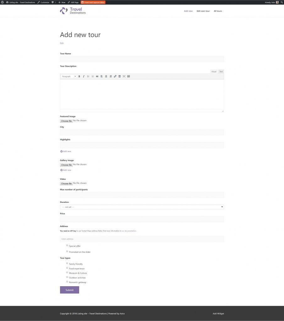 Front-end forms