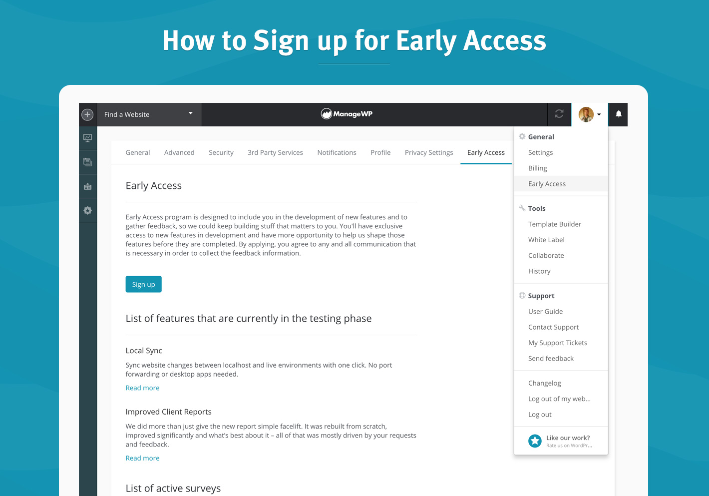 How to Sign up for Early Access