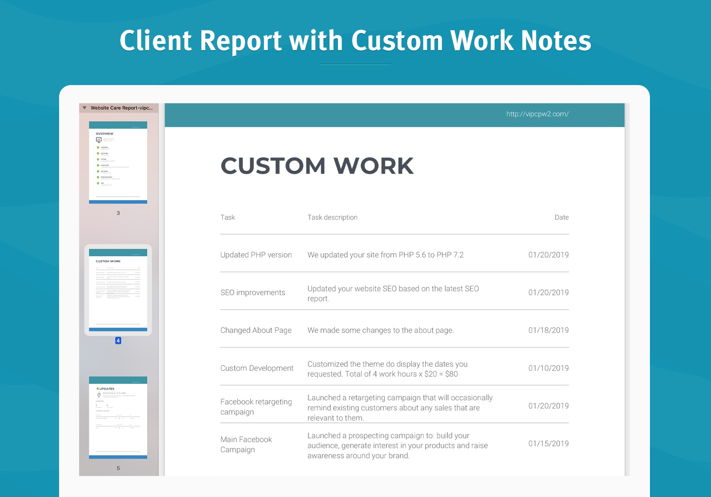 Custom Work Notes look