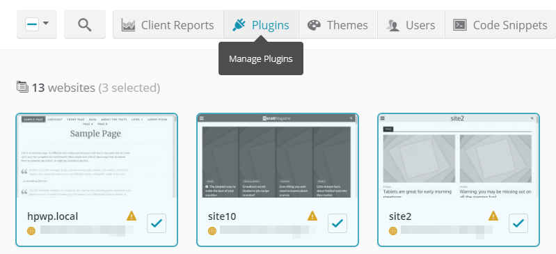 Managing your sites' plugins.