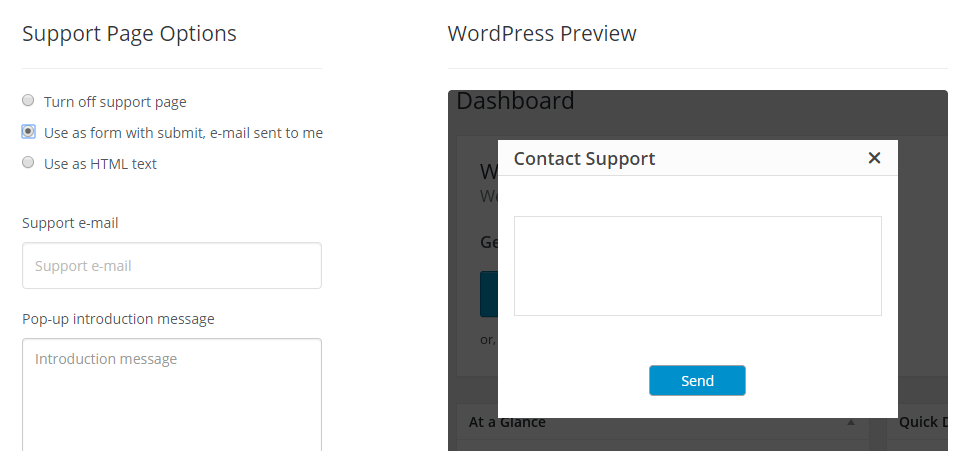 Configuring a support widget for your website.