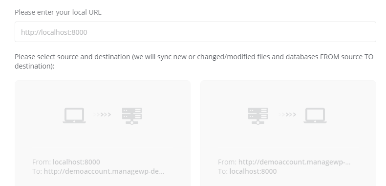 Configuring local sync for one of your websites.