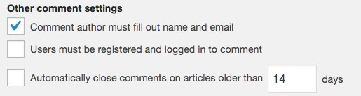 WordPress' other comment settings.