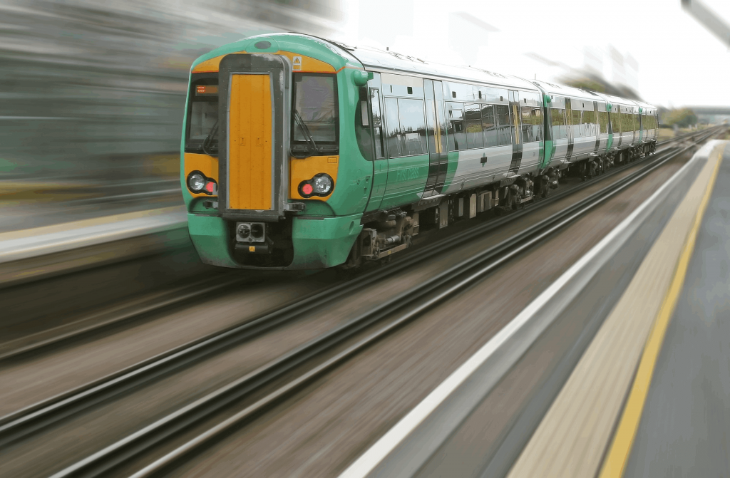 A speeding train.