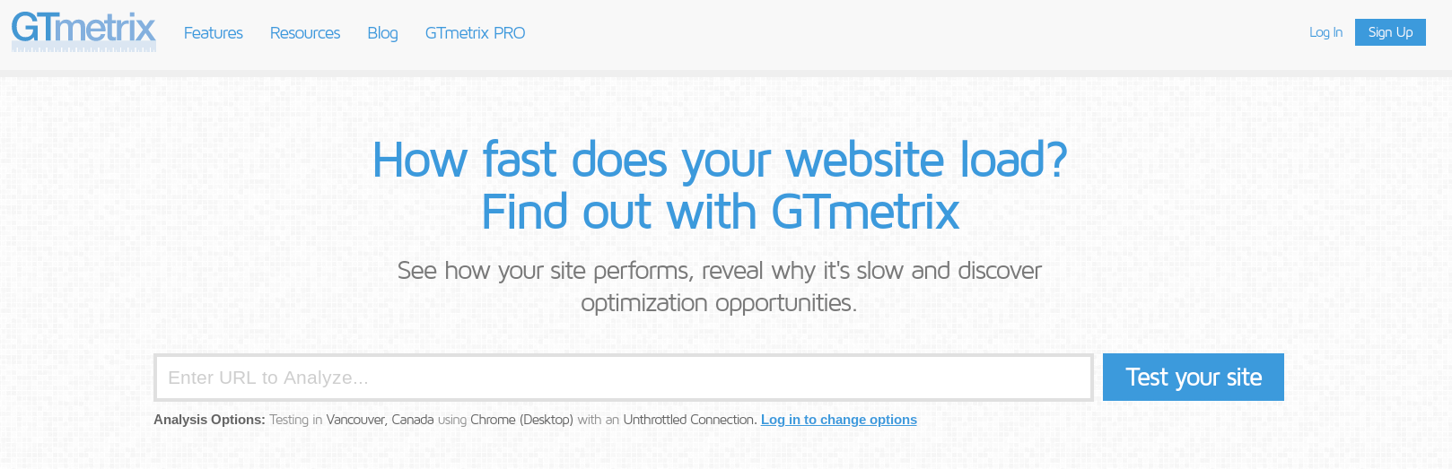 The GTmetrix site performance tool.
