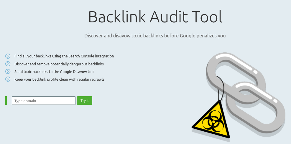 The SEMRush backlink audit tool.