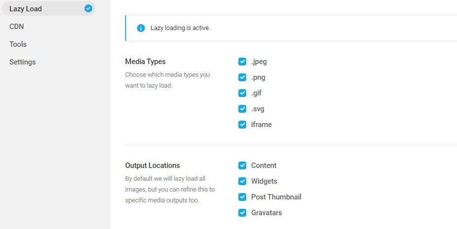 Configuring lazy loading within Smush.