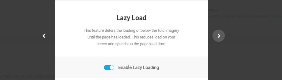 Enabling lazy loading using the Smush wizard.