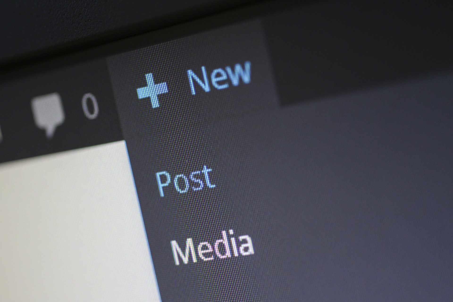 The 'new post' link in WordPress.