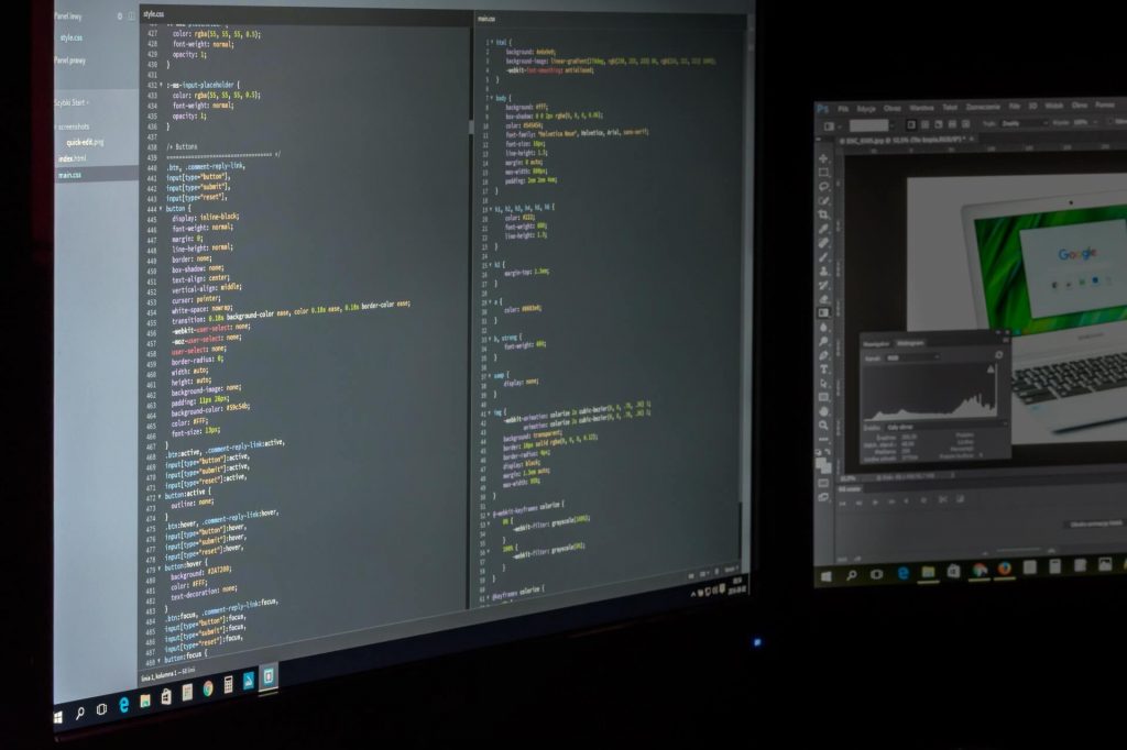 A desktop screen displaying lines of code.