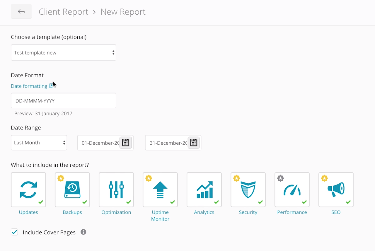 Submitting client reports via ManageWP.