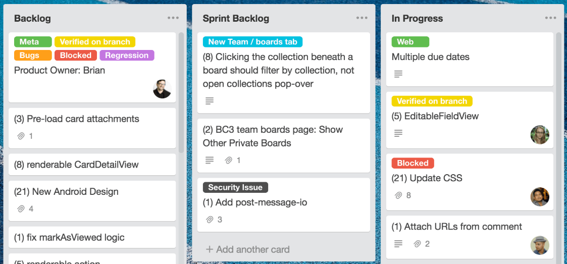 Using Trello for project management.