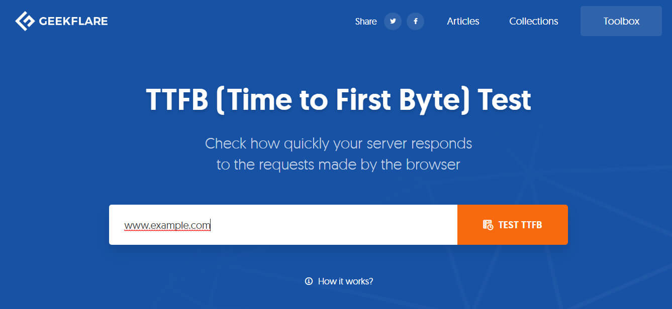 Geekflare's TTFB test