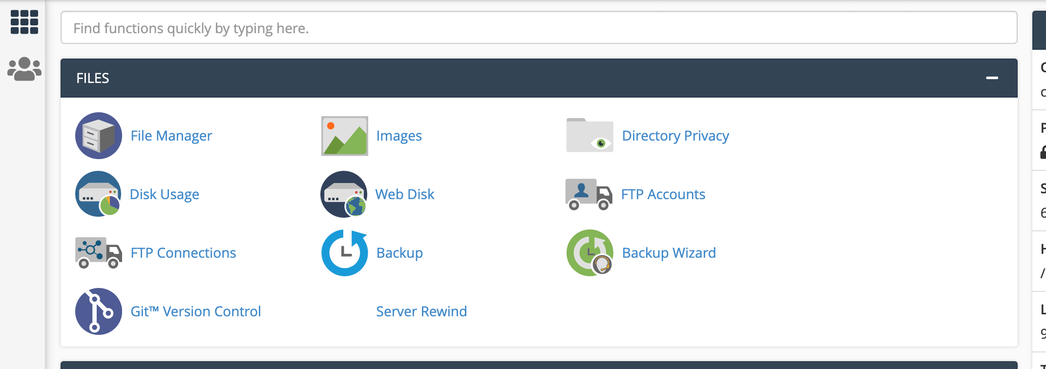 The cPanel dashboard file directory privacy icon.