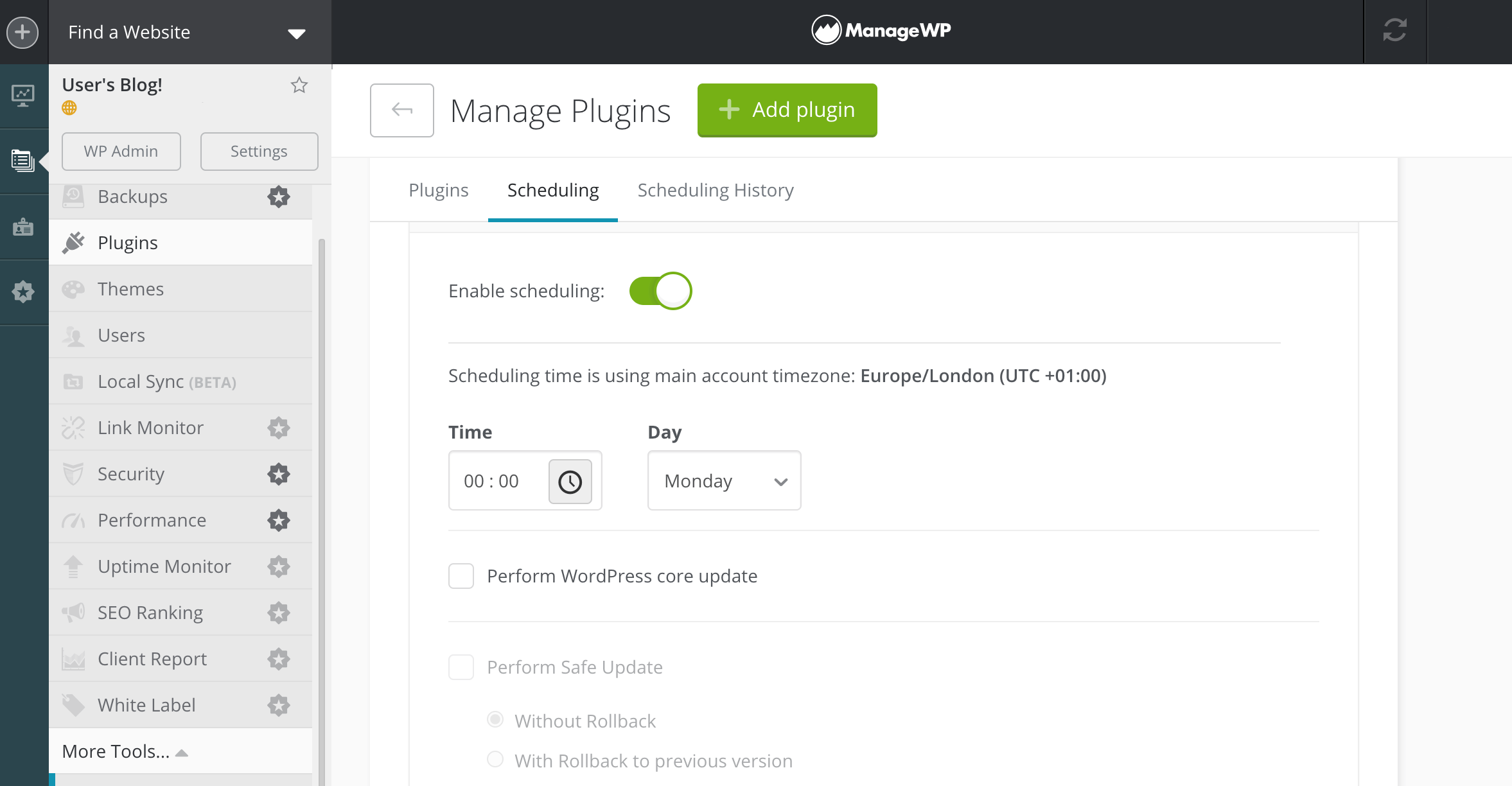 The ManageWP plugin manager. 