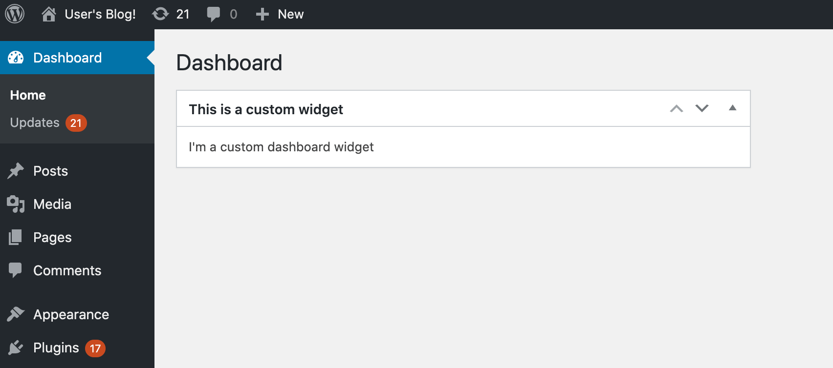 A custom WordPress dashboard widget.