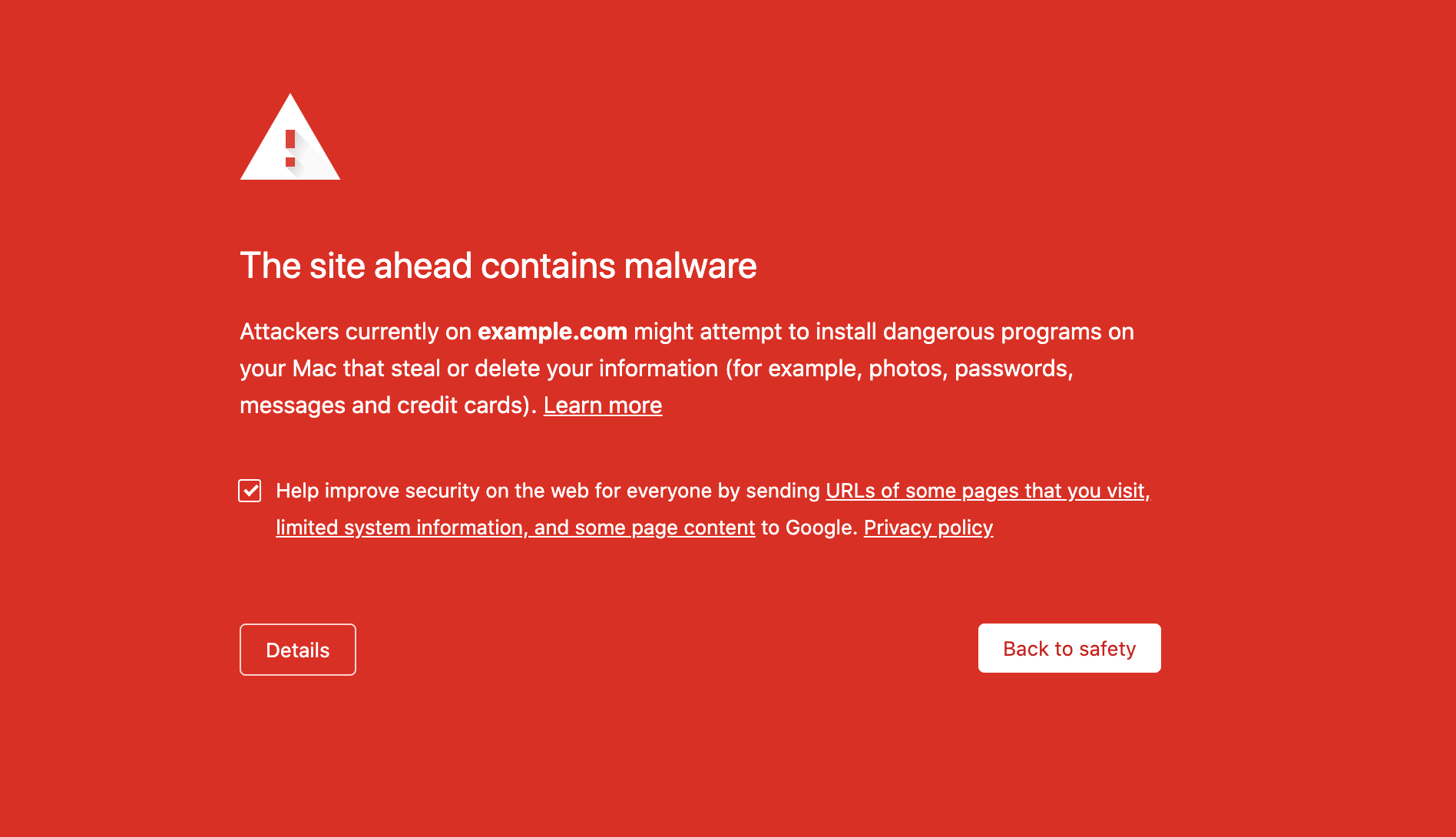 Google Browser Warning 