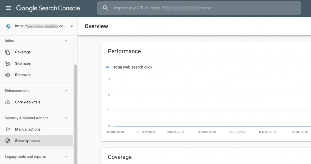 The Google Search Console Dashboard.