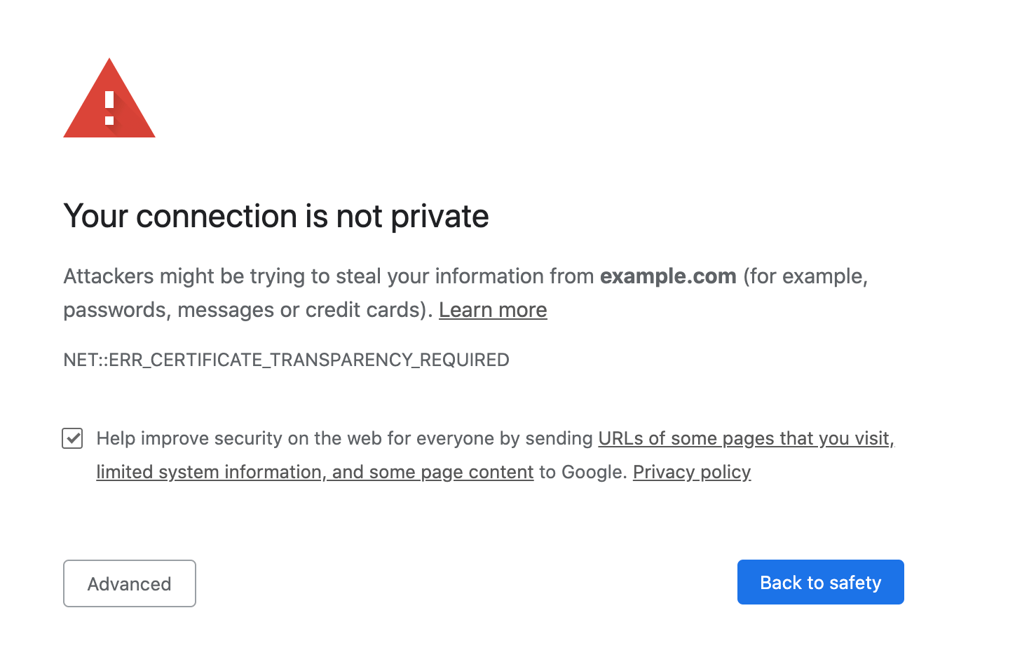 A Google Safe Browser blacklist warning.