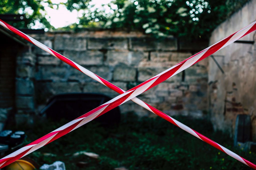 A red and white barricade.