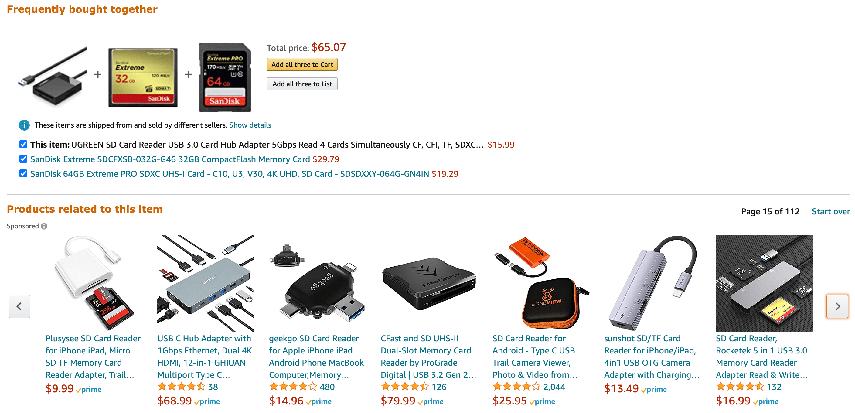 Amazon recommended products.