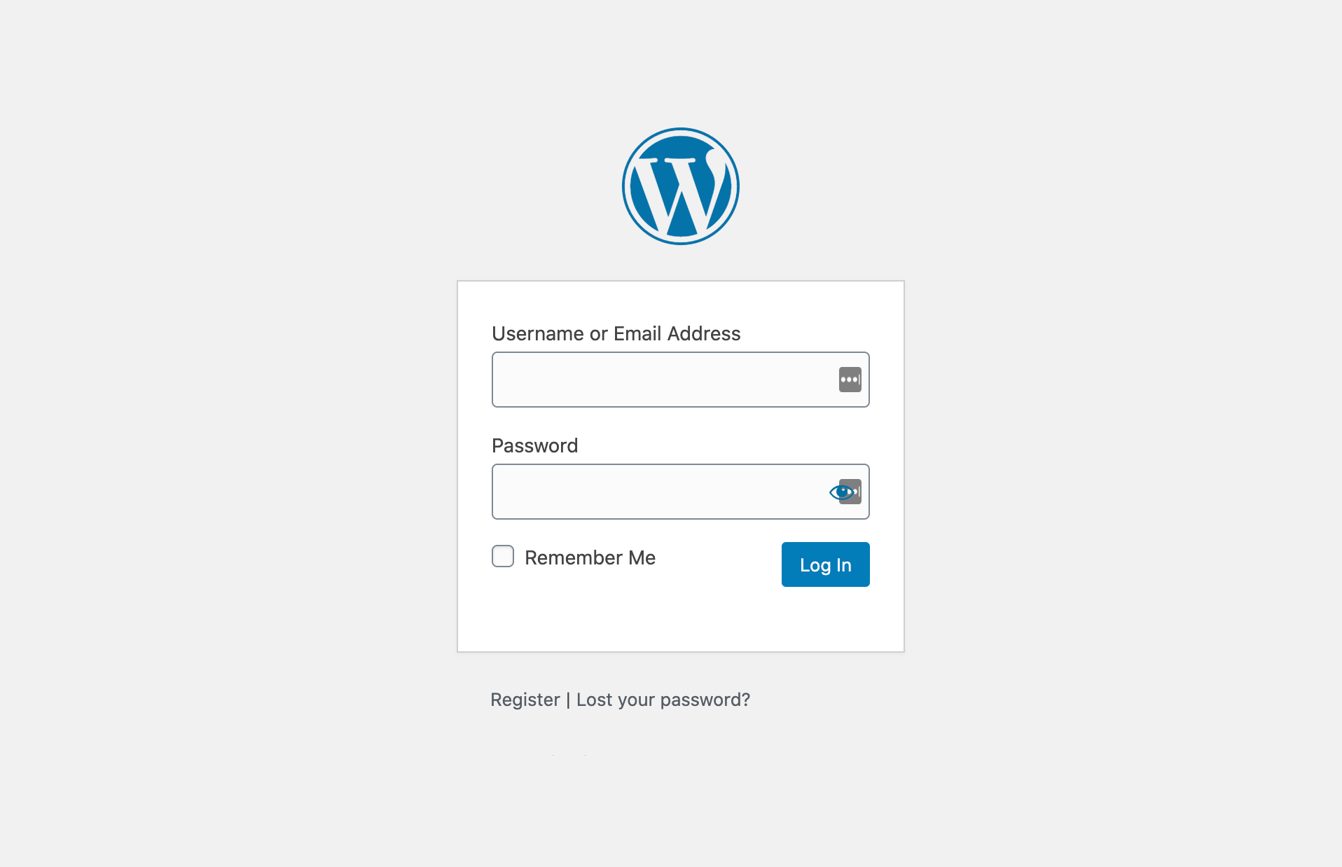 The default WordPress login page.