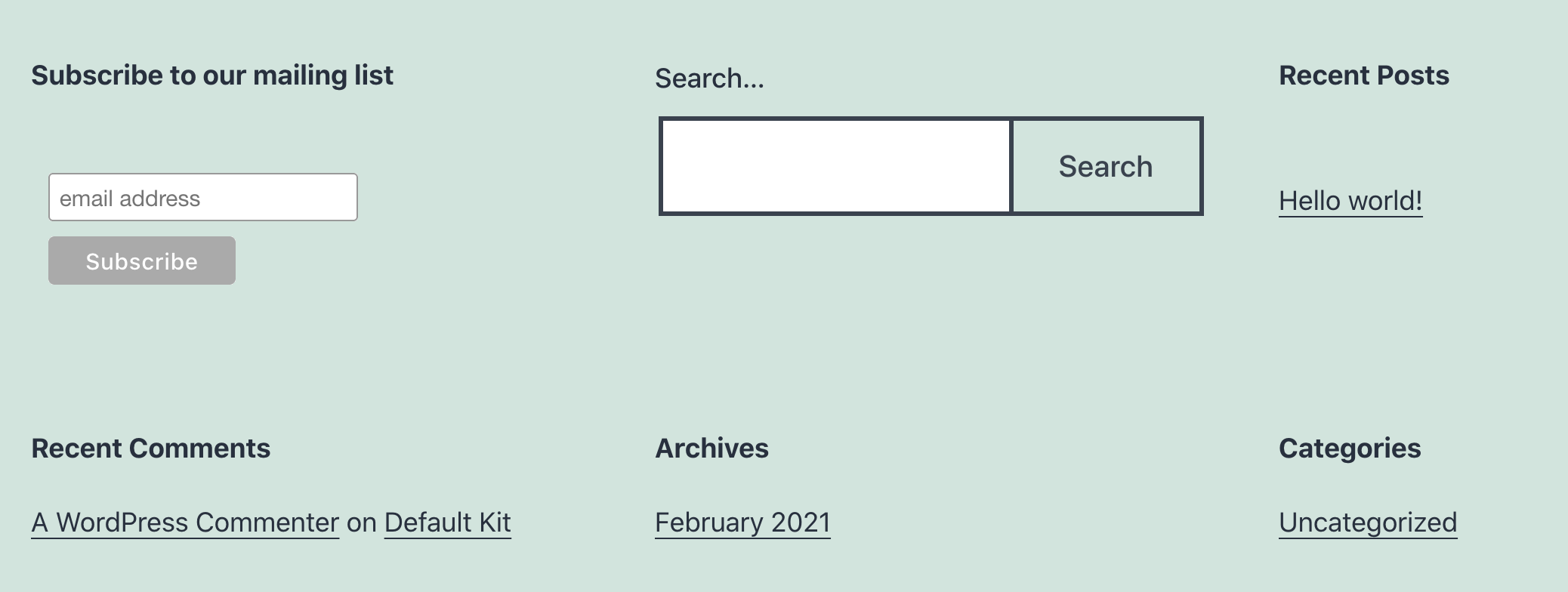 A Mailchimp signup form.