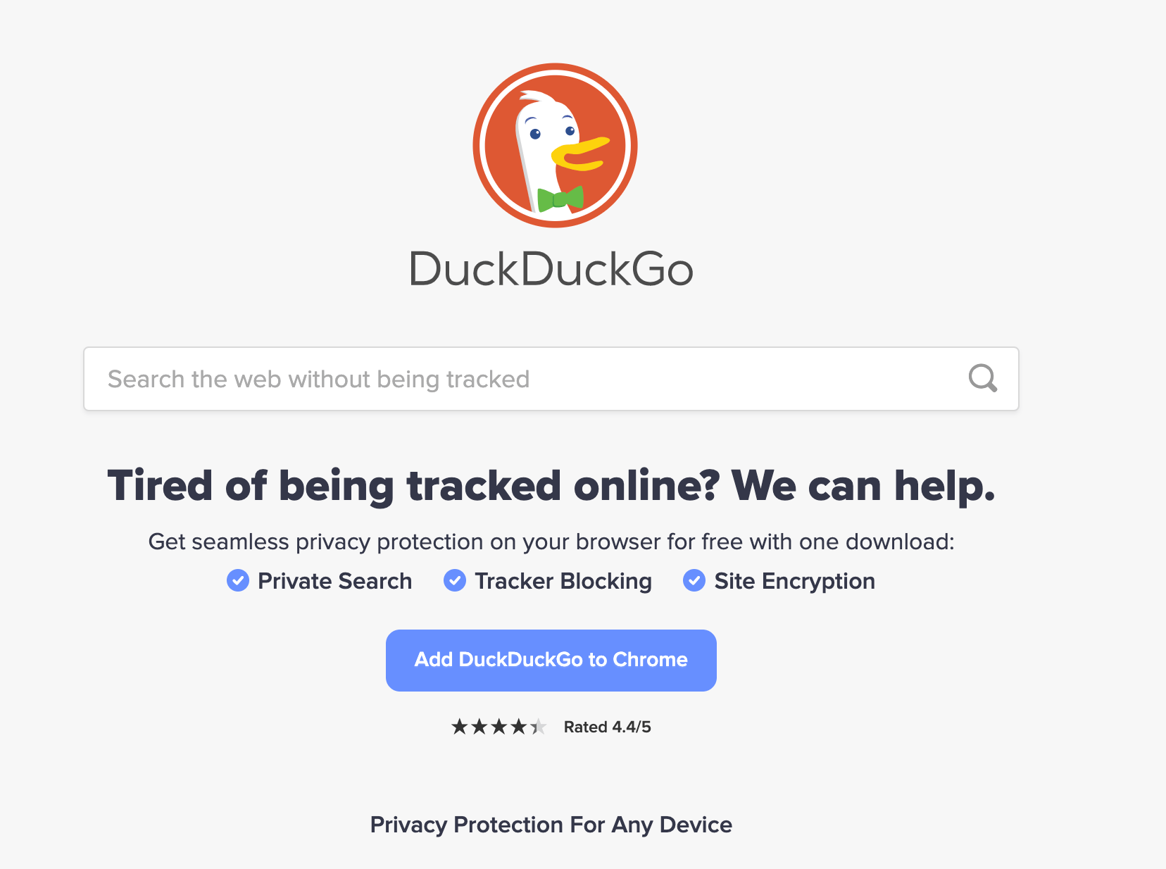 The DuckDuckGo search engine.