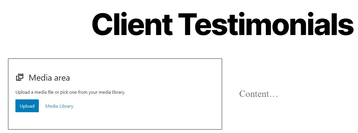 Adding client testimonials with the media and text block. 