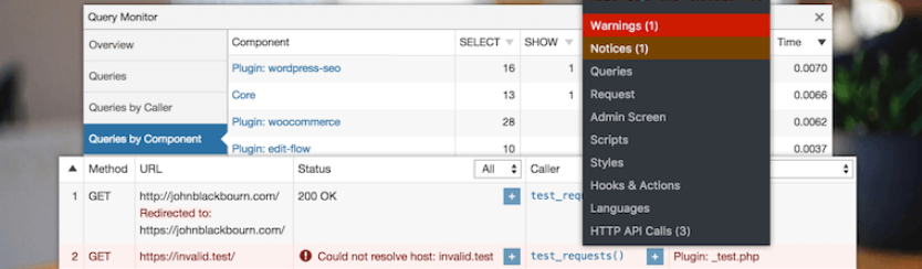 The Query Monitor plugin.