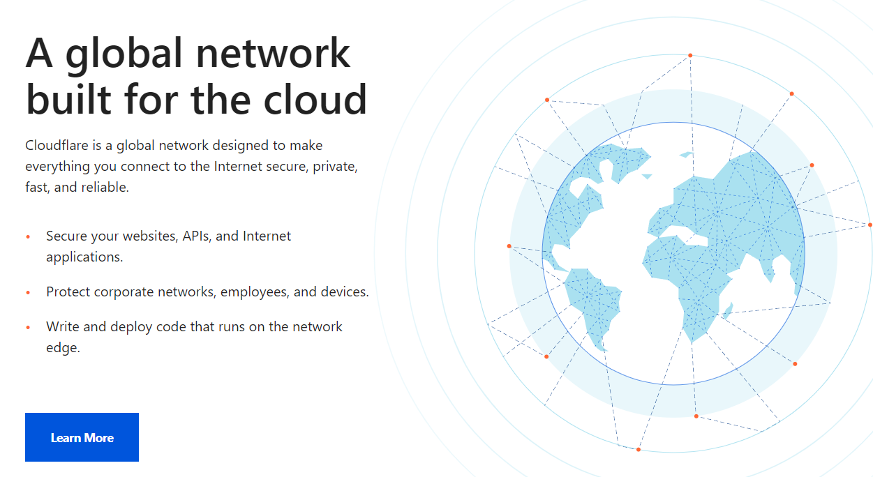 The Cloudflare homepage
