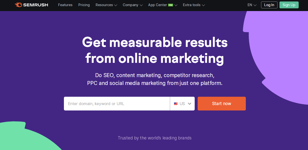 Semrush home page