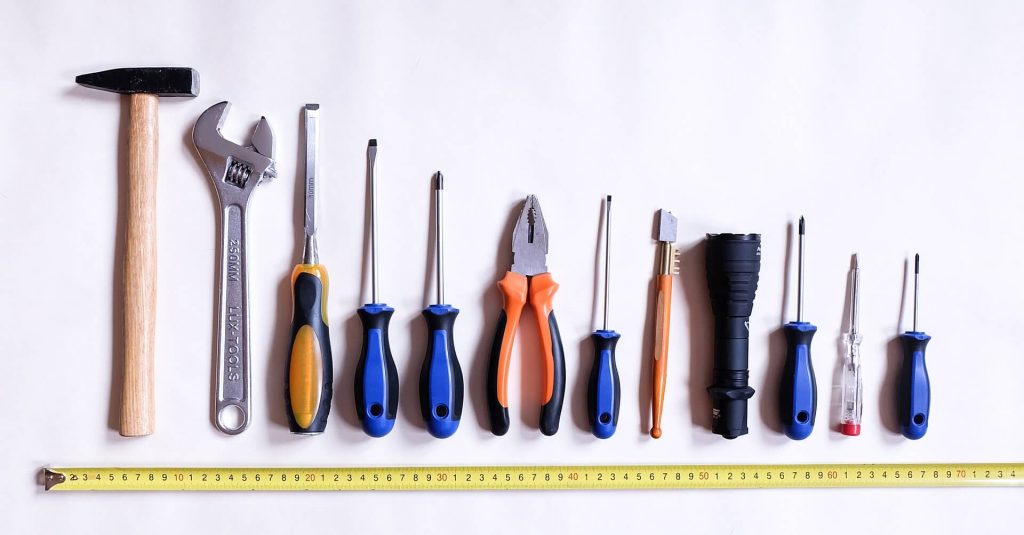 A row of tools