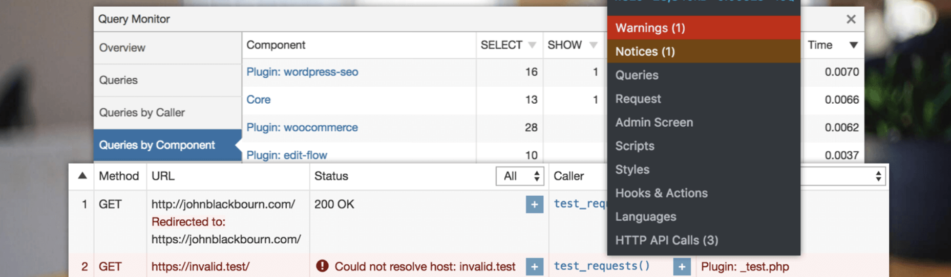 Query Monitor debugging tool